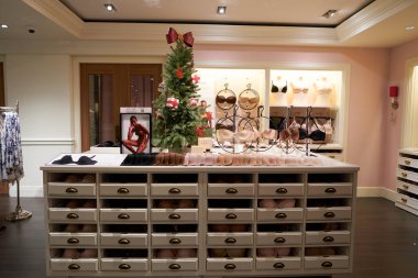 SINGAPORE - Kasım 06, 2023: Singapur 'daki Victoria' s Secret mağazasının içi. Victoria 's Secret bir Amerikan iç çamaşırı, giysi ve güzellik perakendecisi..