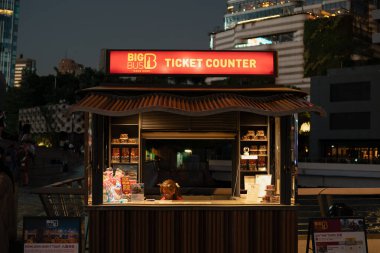 HONG KONG, CHINA - DECEMBER 07, 2023: Big Bus Tours ticket counter in Hong Kong clipart