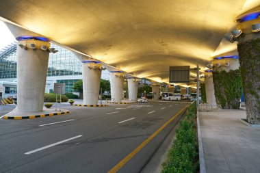 INCHEON, SOUTH KOREA - MAY 17, 2017: street level view of Incheon International Airport. clipart