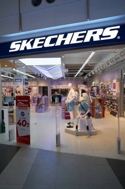 PHUKET, THAILAND - APRIL 30, 2023: entrance to Skechers store inside Jungceylon shopping center. clipart