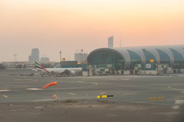DUBAI, BAE - 17 Ocak 2017: Dubai Uluslararası Havaalanı Hava Sahası.