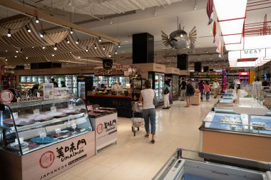 BANGKOK, THAILAND - 27 Ekim 2023: Bangkok 'taki Gurme Pazarı' nın iç çekimleri.