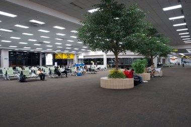 BANGKOK, THAILAND - OCTOBER 14, 2023: interior shot of Don Mueang International Airport terminal. clipart