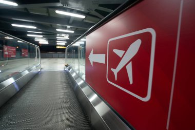 BANGKOK, THAILAND - OCTOBER 14, 2023: direction signage as seen at Don Mueang International Airport. clipart