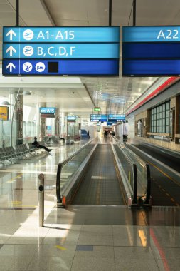 DUBAI, BAE - 21 Şubat 2019: Dubai Uluslararası Havaalanı Gezginleri.