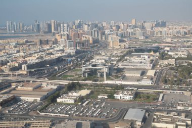 DUBAI, BAE - 21 Şubat 2019: gündüz vakti Dubai 'nin hava görüntüsü.