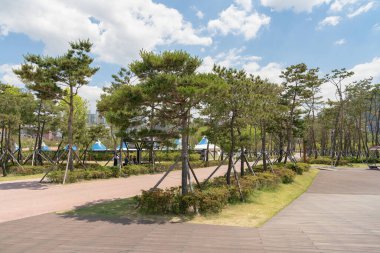 Busan, Güney Kore - 26 Mayıs 2017: Busan Vatandaş Parkı sokak manzaralı.