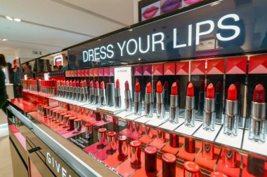 Hong Kong, China - February 02, 2019: cosmetic products displayed in a retail area at Harbour City, Hong Kong. clipart