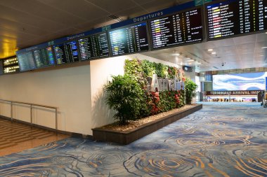 SINGAPORE - 25 AĞUSTOS 2024: Changi Havalimanında görüldüğü gibi FIDS (Uçuş Bilgileri Ekran Sistemi).