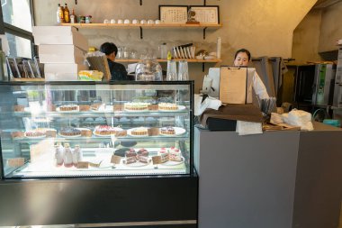 Busan, Güney Kore - 25 Mayıs 2017: Busan 'daki de tarssant cafe' nin iç çekimleri.