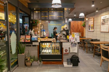 Busan, Güney Kore - 24 Mayıs 2017: Busan 'da Beste Kahvesi' nin iç çekimi.