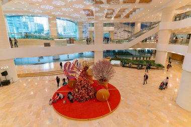 Hong Kong, China - February 03, 2019: decorations as seen inside a shopping mall in Hong Kong. clipart