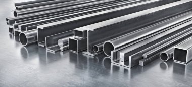 Stack of rolled metal isolated on a metal background. 3d illustration