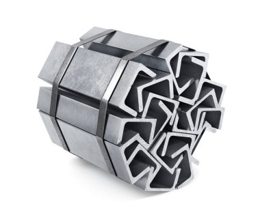 Stack of rolled metal isolated on a white background. 3d illustration