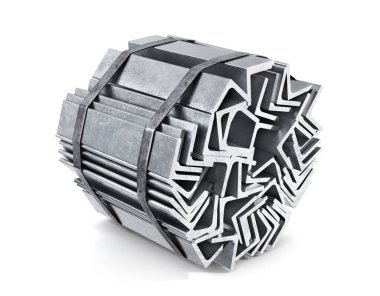 Stack of rolled metal isolated on a white background. 3d illustration