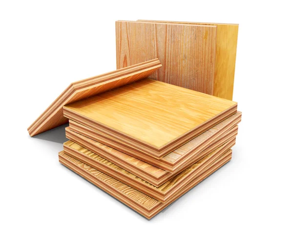 Small Square Pieces Different Plywood Samples Laid Each Other Pile — Stockfoto