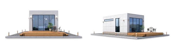 Modular house isolated on the white background. 3d illustration