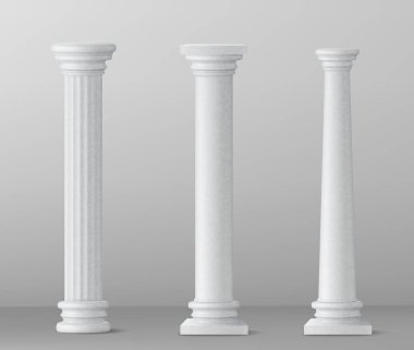 White 3d Cylinder pillar isolated on grey background. Vector illustration