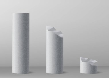 White 3d Cylinder pillar isolated on grey background. Vector illustration