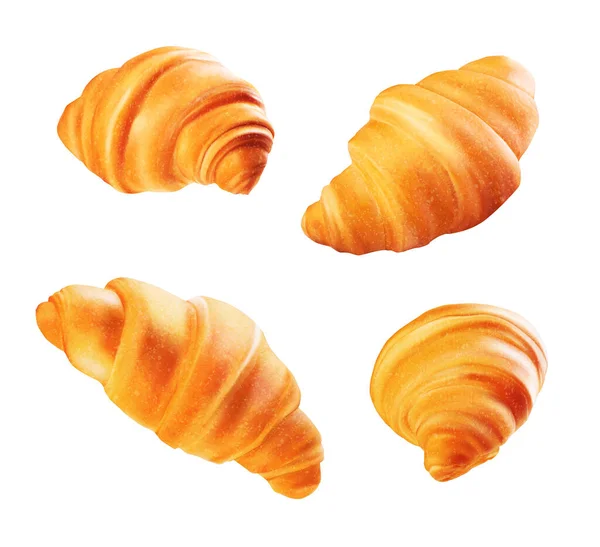 Set Fresh Croissants Vector Illustration — Archivo Imágenes Vectoriales
