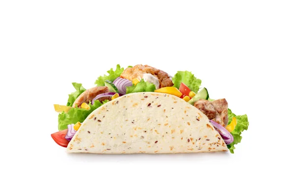 Mexikói Étel Taco Fehér Háttér — Stock Fotó