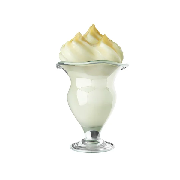 Белое Мороженое Стеклянных Сливках Векторная Иллюстрация — стоковый вектор