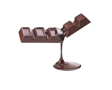 Beyaz arka planda izole edilmiş çikolatalı çikolata