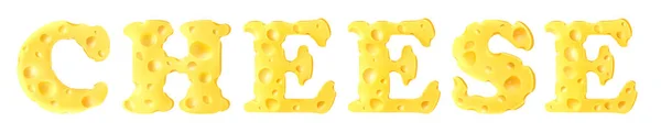 Käse Buchstabenform Käsetext Auf Weißem Isolierten Hintergrund — Stockfoto