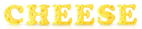 Cheese Form Letters Shadow Cheese Text White Isolated Background — Stock Photo, Image