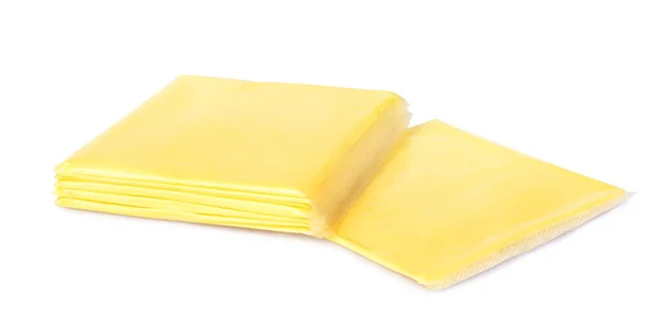 Slices Cheddar Cheese White Isolated Background — Stock Photo, Image