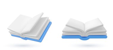Mavi Kitap 3d vektör illüstrasyonu, 3d simge, izole edilmiş beyaz arkaplan