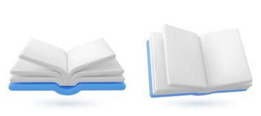Mavi Kitap 3d vektör illüstrasyonu, 3d simge, izole edilmiş beyaz arkaplan