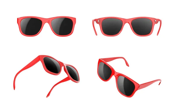Conjunto Óculos Sol Vermelhos Sobre Fundo Branco Ilustração Vetorial —  Vetores de Stock