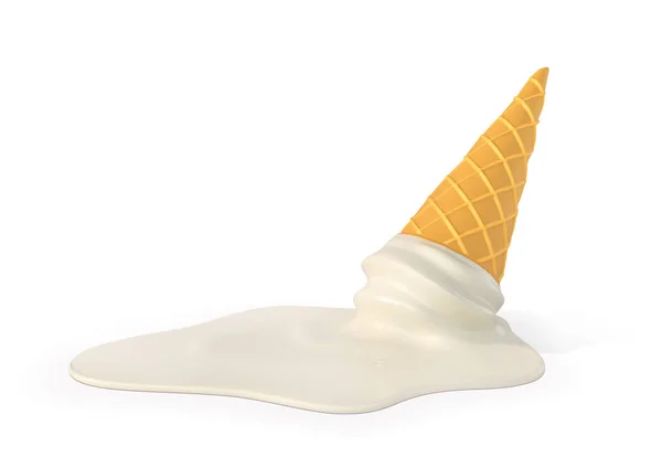 香草冰淇淋 落在水面上 铺在白色的背景上 矢量说明 — 图库矢量图片