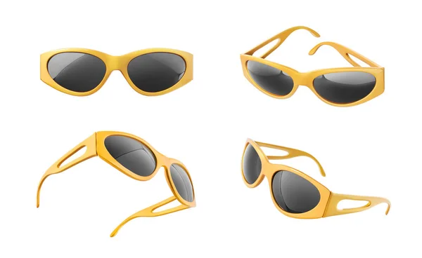 Set Yellow Sunglasses White Background Vector Illustration — Stock Vector