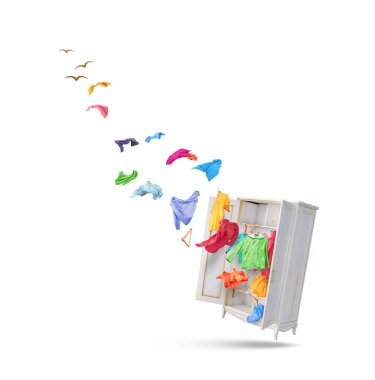 Kuşlar gibi dolaptan gökyüzüne uçuyorlar.