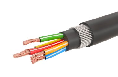 Beyaz izole arkaplanda elektrik kablosu