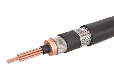 Beyaz izole arkaplanda elektrik kablosu