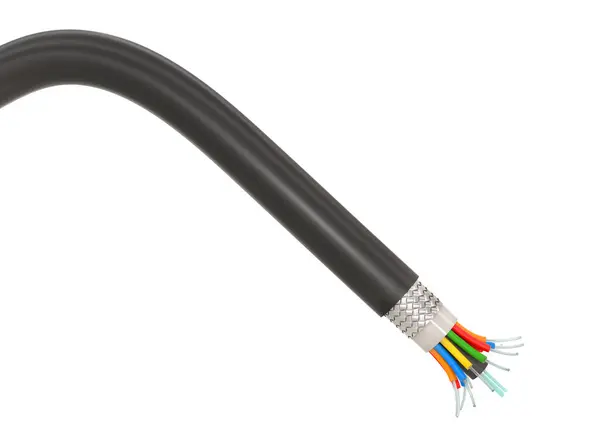 Fiber Optisk Kabel Vit Isolerad Bakgrund — Stockfoto