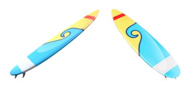 Beyaz arka planda çok renkli sörf tahtası. Vektör illüstrasyonu