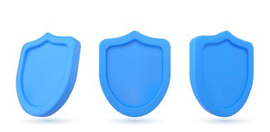 konsept kalkan, sigorta 3d resim simgesi, beyaz arkaplanda izole