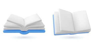 Mavi Kitap 3d vektör illüstrasyonu, 3d simge, izole edilmiş beyaz arkaplan