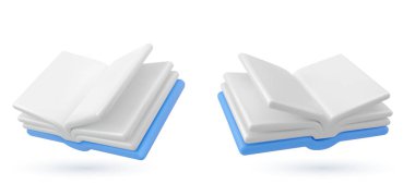 Mavi Kitap 3d vektör illüstrasyonu, 3d simge, izole edilmiş beyaz arkaplan
