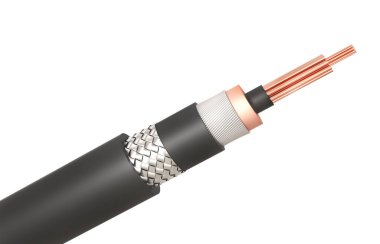 Beyaz izole arkaplanda elektrik kablosu