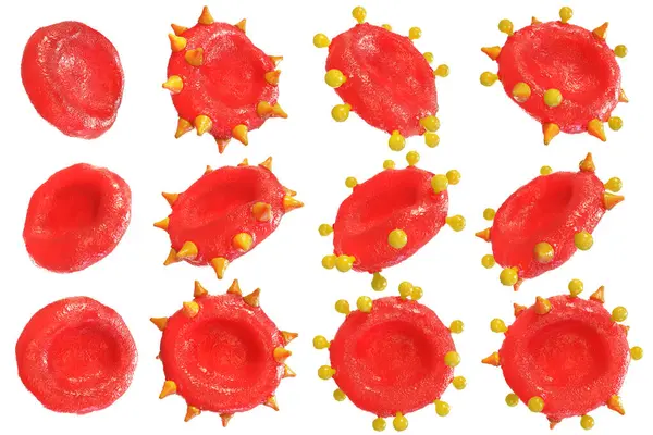 Beyaz arka planda farklı kan hücreleri. 0 A B AB. 3d illüstrasyon