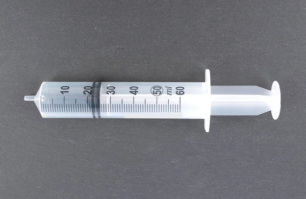 Large Plastic Syringe Dark Background — Stock Photo, Image
