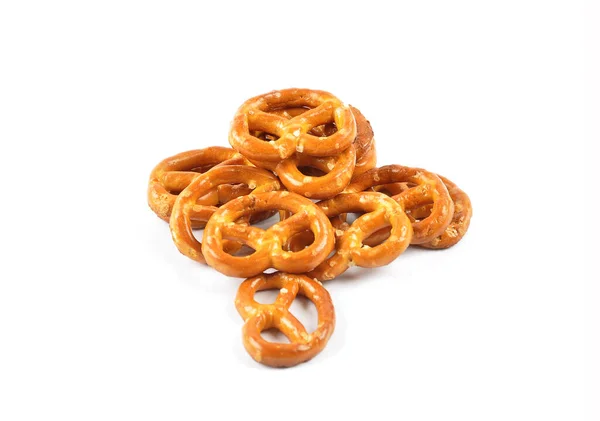 Hearty Salty Pretzels Snack White Background — Stock Photo, Image