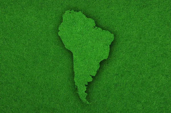 Mapa Ameryki Południowej Zielonym Filcu — Zdjęcie stockowe