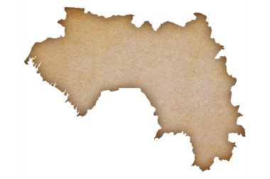 Gine 'nin grunge kağıdındaki doğru ve ayrıntılı haritası