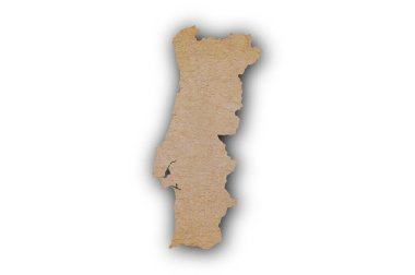 Portekiz 'in grunge kağıdındaki doğru ve ayrıntılı haritası